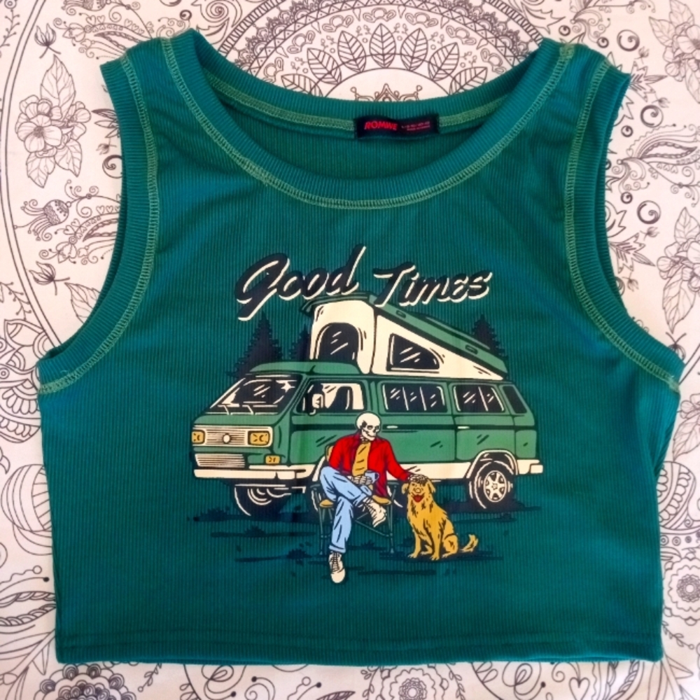 Romwe - "Good Times" Crop Top